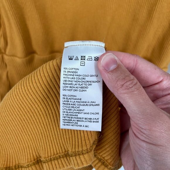 Free People Beach Womens On The Rooftop Mini Dress Size L Mustard Yellow Ribbed - Picture 6 of 11